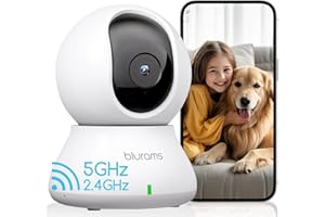 blurams Indoor Security Camera, 5GHz/2.4GHz Dual-Band, 2K PZT Pet Camera with Phone App, 360° Cameras for Home Security, 2-Way Audio, Motion Tracking, Night Vision, Siren, Cloud&SD