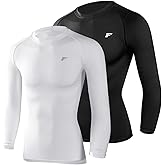 Men's Compression Shirts Long Sleeve Running Athletic Undershirts Workout Baseball Base Layer Fishing Rash Guard Tops 2 Pack
