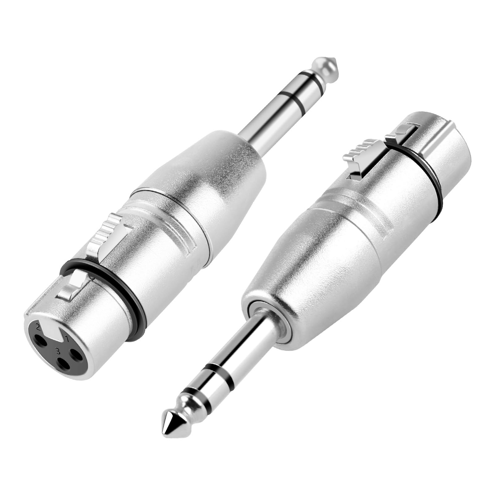 XLR to Jack TRS Adapter,2pcs 1/4 Inch TRS Male to XLR Female Stereo Connector,Balanced Quarter 6.35mm Audio Metal Adapters,3 Pin TRS Plug Gender Changer for Mixers,Speakers,Studio Monitors,Amplifiers