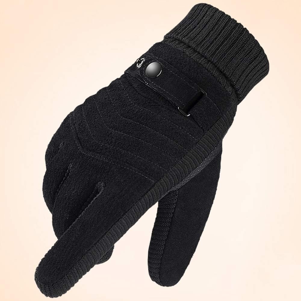 Chamois Leather Driving Gloves Fleece Thermal Gloves, Mens Winter