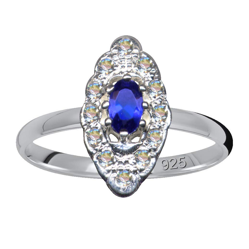 Silver ring navette marquis art nouveau blue white genuine sterling silver 925 zirconia crystals love extravagant new good beautiful fashionable white clear transparent