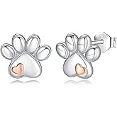 INFUSEU 925 Sterling Silver Earrings Cat Dog Paw Print Gifts for Women Girls Animal Lovers