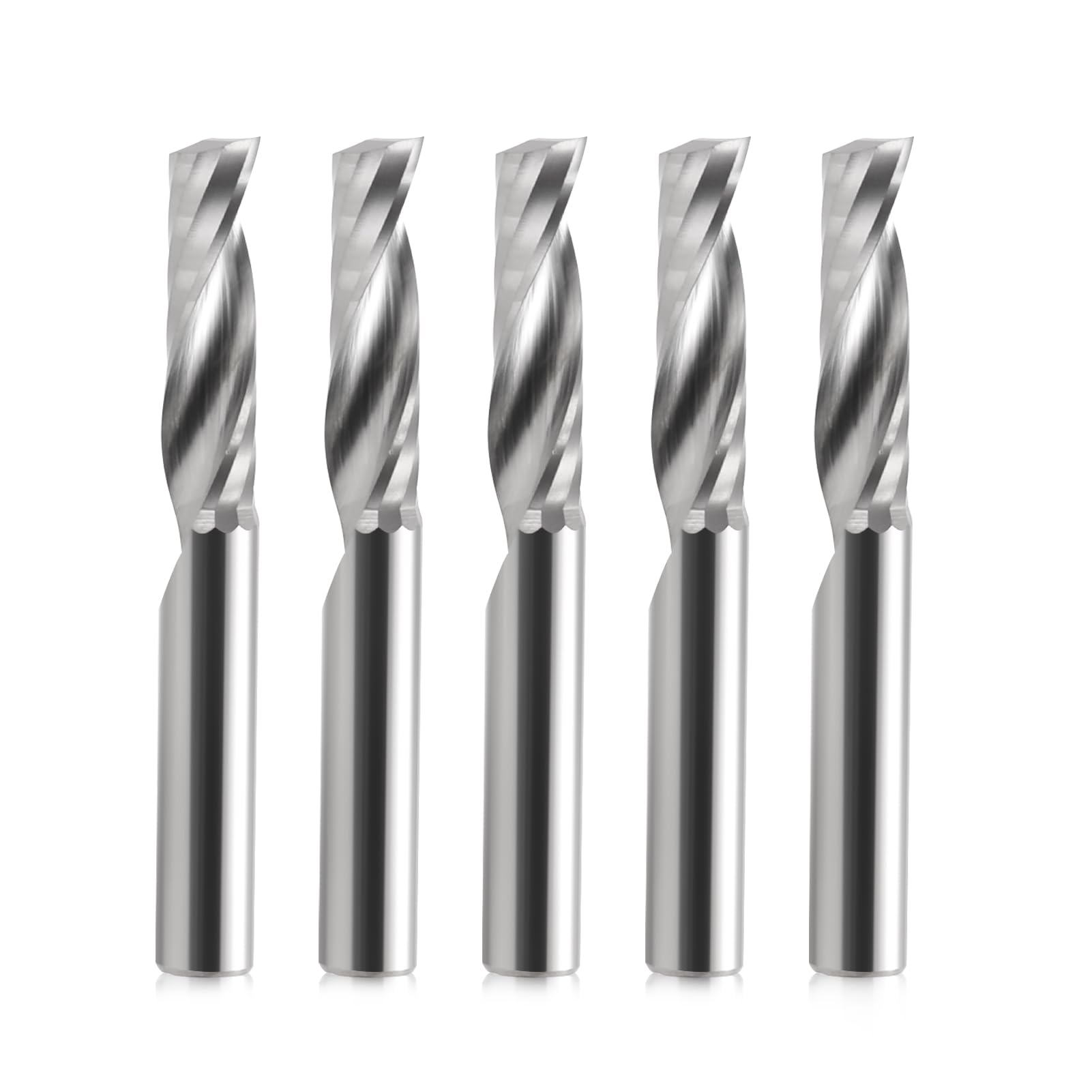EU_HOZLY 6mm Single Flute Spiral Cutter AAA CNC End Mill Carbide Router Bit Pack of 5 (5PCS 6x6x22mm)
