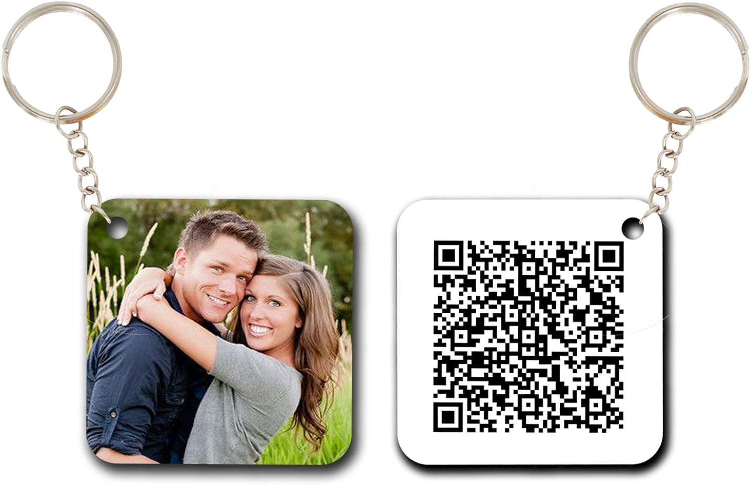 Live Unique Personalized QR Code scan message Keychain with photo Best gift for anniversary