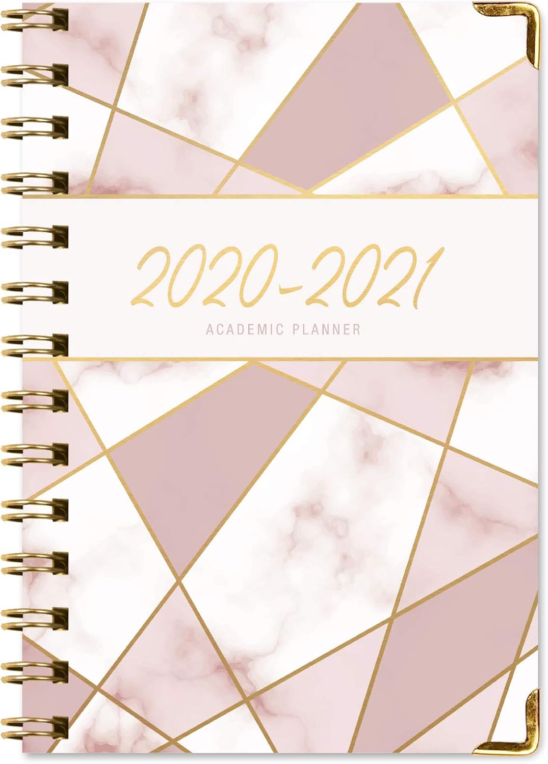 HARDCOVER Academic Year 2020-2021 Planner: (June 2020 Through July 2021) 5.5"x8" Daily Weekly Monthly Planner Yearly Agenda. Bonus Bookmark, Pocket Folder and Sticky Note Set (New Pink Triangles) : Office Products