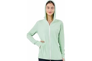 Commollis Sun Protection Clothing Women - Long Sleeve Zip Up Hoodie Women for Running, Athletic Hiking Jacket Sun Shirt