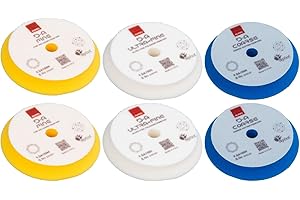 RUPES D-A Series 6" Orbital Foam Polishing Pads Bundle - Includes 2 Fine, 2 Ultra Fine and 2 Coarse Foam Pads - Tailored to Meet The Diverse Needs of Automotive Detailing
