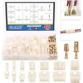 Glarks 400Pcs 6.3mm 1 2 3 4 6 8 9 Pin Electrical Automotive Wire Connector Male Female Socket Plug and Pin Header Crimp Wire