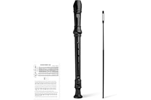 YONTY 8-Hole Soprano Descant Recorder German Style Kids Music Flute with Cleaning Rod & Case Bag for School Student Home Entertainment - Black