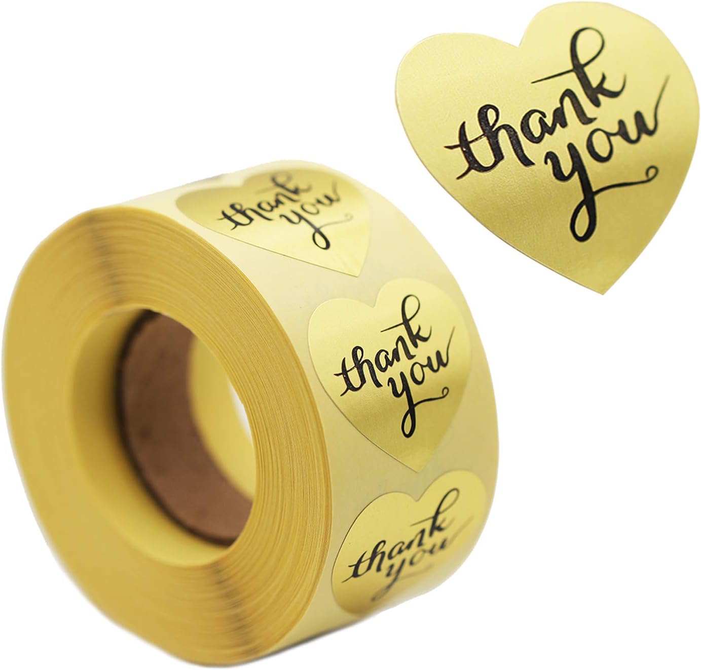 1000pcs Gold Heart Thank You Stickers, 1'' Heart Thank You Stickers, Color Thank You Seals,Wedding Stickers