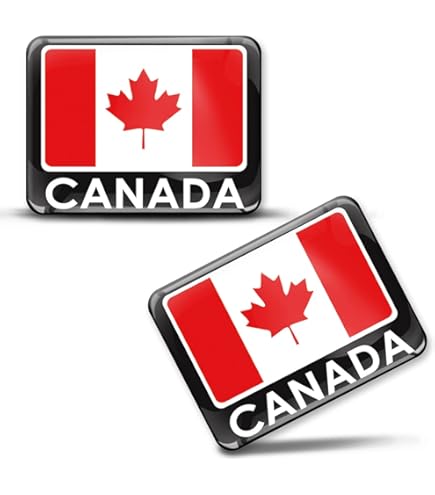 Biomar Labs 3D Canadian Flag Stickers - 2 Pack, High Quality Vinyl, UV Protected, 3.4cm X 4.3cm