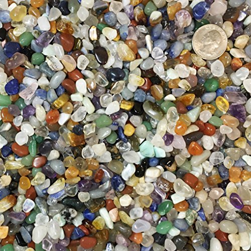 One Pound Natural Extra Small Tumbled Stones Chips from Brazil - Crystals Amethyst, Quartz, Citrine, Sodalite, Tiger Eye, Aventurine, Rose Quartz, and more!
