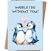 HEJOYN Penguin Valentine Card, Cute Valentines Day Gifts for Her Him, Penguin Valentines Day Card Gifts for Wife Girlfriend Husband Boyfriend Couples