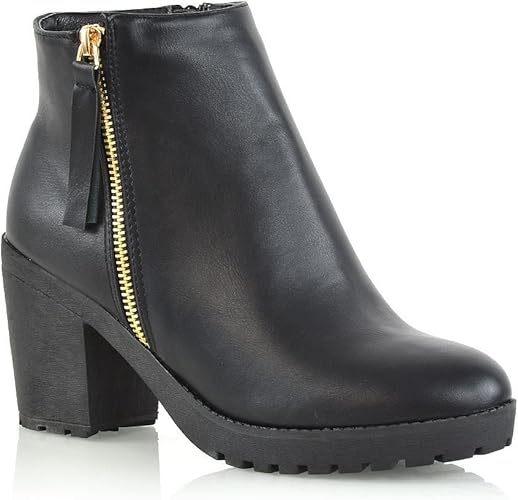 cleated zipper ankle boots