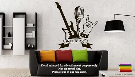 Amazon Com Rock N Roll Wall Decals Guitar Microphone Stickers