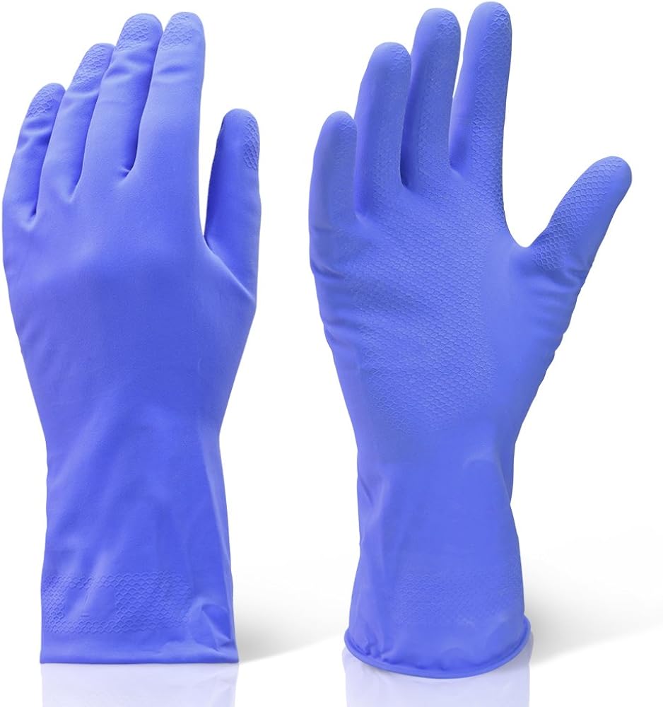 Extra Large Blue Industrial Cleaning & Washing Up Rubber Gloves XL
