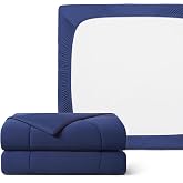 REST Buy 2 GET 30 Percent Off : Evercool Comforter Plus Fitted Sheet Bundle at 30% Discount, in Midnight Blue, TwinXL Size