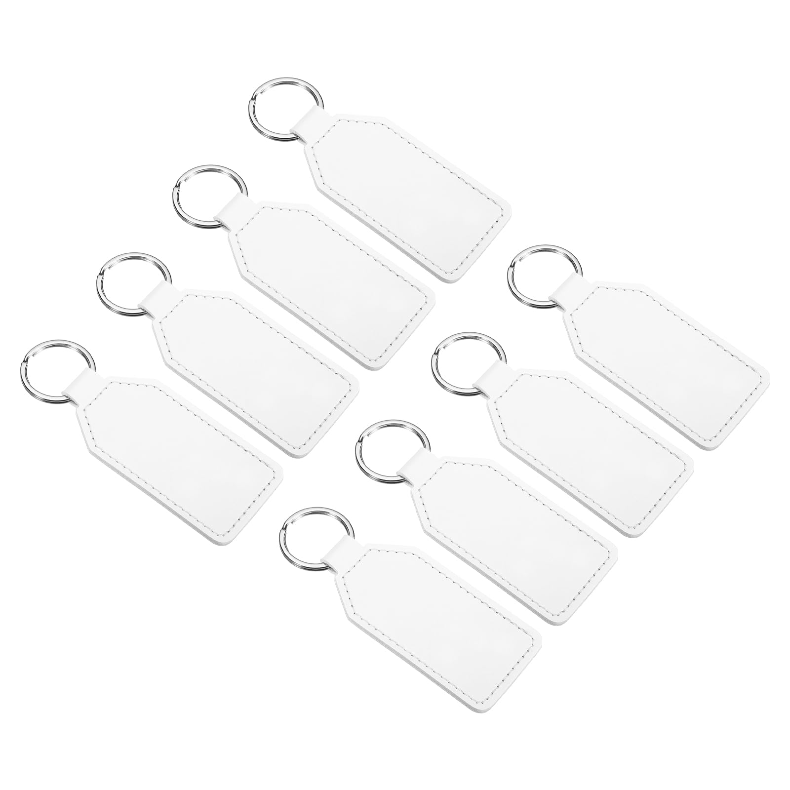 PATIKIL Leather Keychain Blanks, 8 Pack PU Leather Key Fob with Key Rings for DIY Crafts Laser Engraving Keychain Making Leather Working, White
