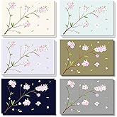 120 Pack Cherry Blossom Note Cards with Envelopes - Thank You, Wedding, Business, Birthday, All Occassion Spring Cards (6 Flo