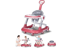 XZV Baby Walker with Wheels 5 in 1 Foldable Activity Center with Mute Wheels Adjustable Heights Anti-Fall Push Walkers for Boys Girls Safe Infant Toddler Walker with Footrest for 6-24 Months