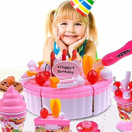 HapiLive 75Pcs Cute Fun Toy Magical Tea Set and Rainbow Cake Pretend Play Food Toy Set for Kids Girls