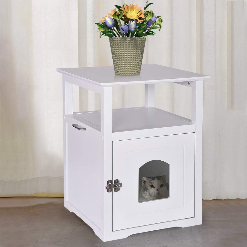 Ecurson Side Table Simple Style Multifunctional Cat House Side Table Pet Nightstand Crate Cat Litter Box Bedside Table For Home Bedroom Living Room 20 5 X 19 3 X 25 0 In Coffee Kitchen Dining Cjp Org In