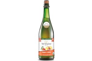 Val de France, Non-Alcoholic, Reduced Calorie, Organic and OU Kosher Sparkling Juice (Peach), 25.4 Fl Oz (1 bottle)