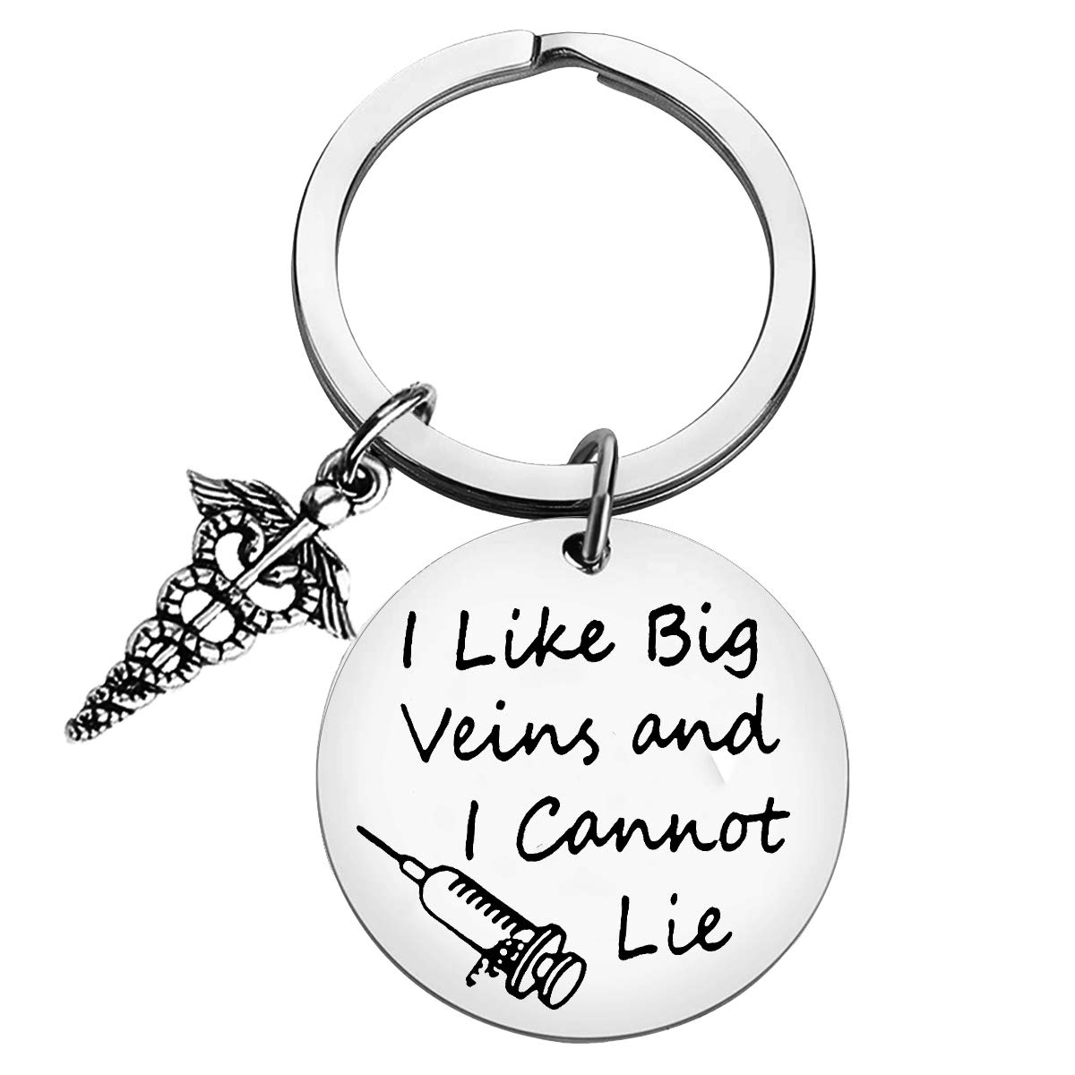 Dabihu Nurse Keyring Gift Funny Phlebotomist Gifts I Like Big Veins and I Cannot Lie Keychain Gift for Women Men Graduation Gift for Nurse Christmas Gifts for Phlebotomist Nurse Phlebotomy Technician