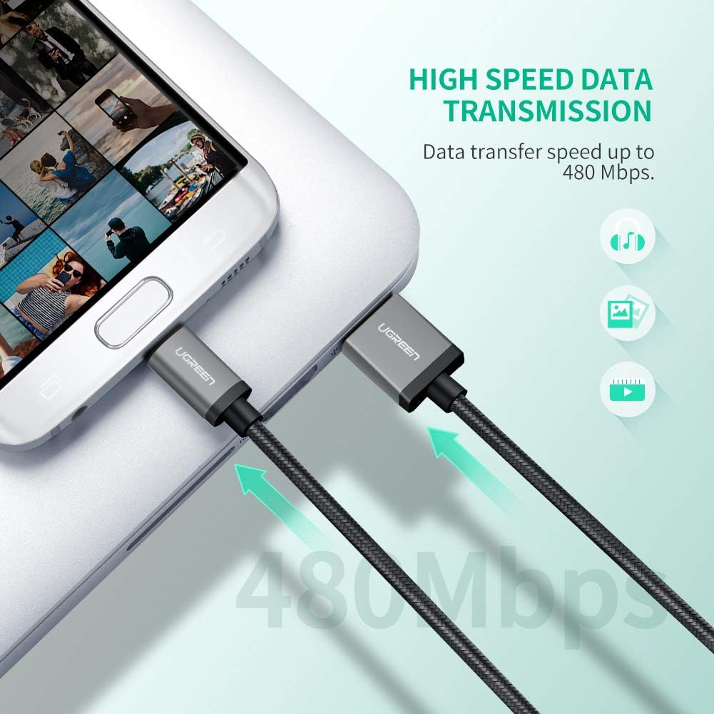 UGREEN Micro USB Cable 2A USB to Micro USB Fast Charge Cable Compatible with Galaxy S7, S6, S5, A10, Huawei Y9, Y7, Y6 - Image 4