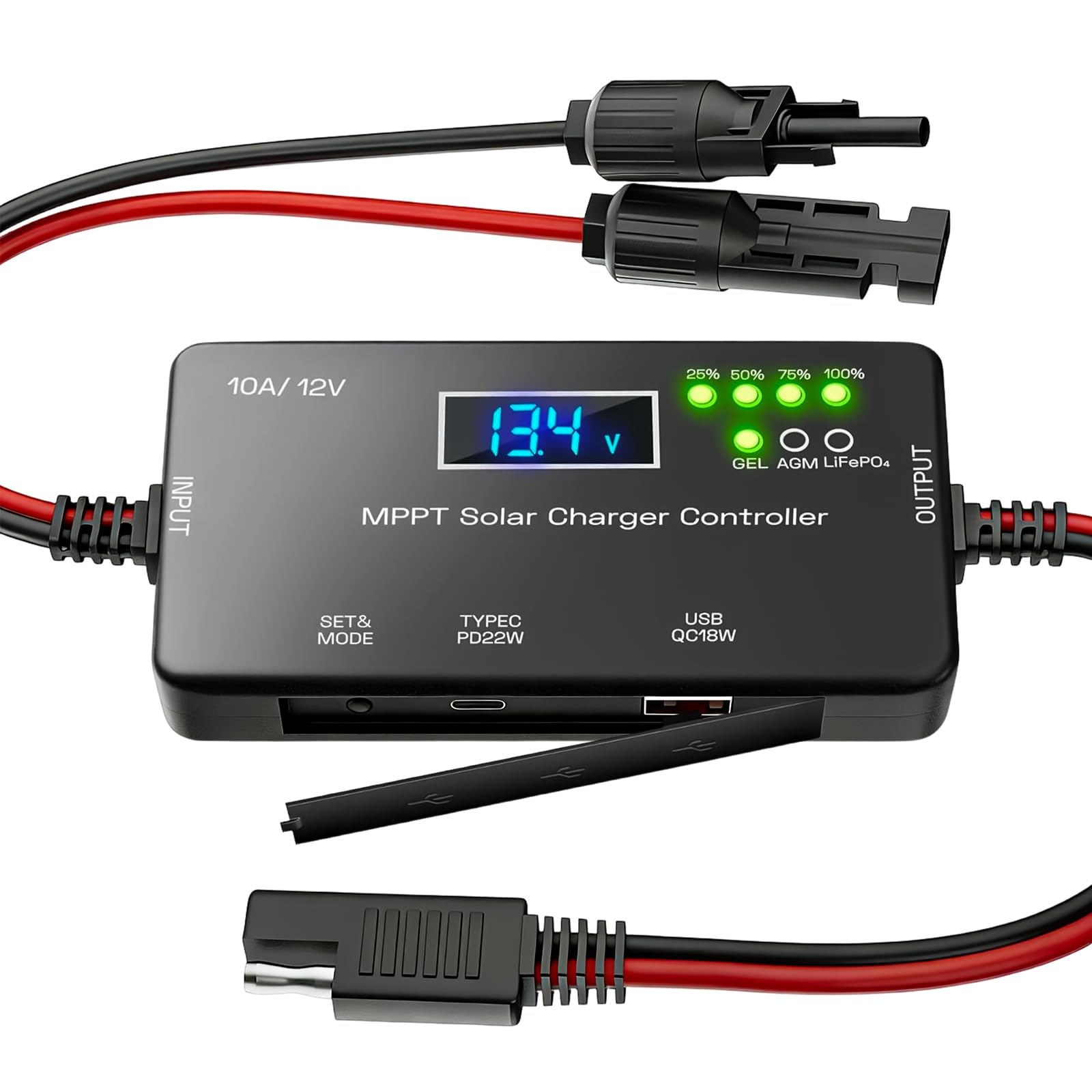 Photo 1 of ??MPPT Solar Charge Controller 12V 10A, with LCD Display & Type-C/USB Output, Compatible with LiFePO4, AGM, Gel Batteries, Zero Battery Drain Technology for Off-Grid Solar System??