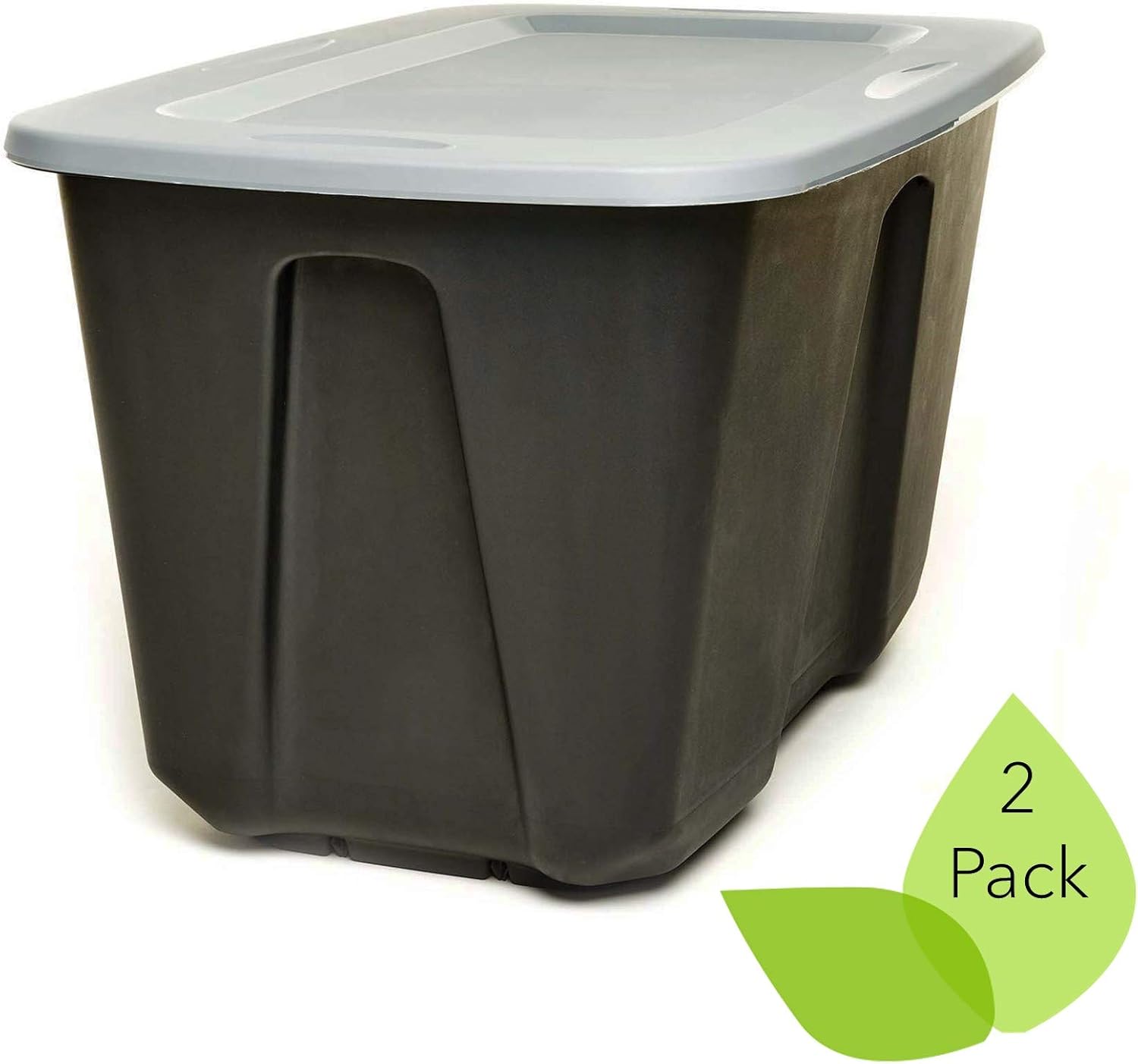 ECOstorage Standard Recycled Plastic Storage Container, 32 Gallon, Black, 2 Pack