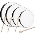 CertBuy 4 Pcs Hand Drums Adults Wood Frame Drum with Drum Stick 10 Inch 8 Inch 6 Inch 4 Inch Educational Musical Instruments for Adults Drums Beginners for Home School Party Supplies