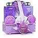 Spa Gift Basket, Luxury 8 Piece Bath & Body Set For Men/Women, Lavender & Jasmine Fragrance - Enriched with Shea Butter & Vitamin E - Includes Bath Bomb, Cosmetic Bag, Shower Gel, Bubble Bath & More!