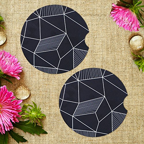 Car Coasters Pack of 2, Small 2.56" Stone Car Cupholder Absorbent Coaster Set for Women Men Drink Cup Holder Coasters (Spider Web)