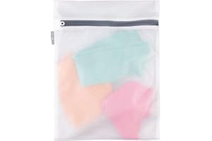 iDesign Mesh Wash Laundry Bag for Delicates In-Wash Cleaning - Bras, Underwear - Medium, White