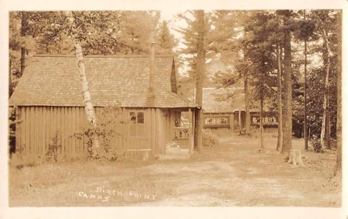 Patten Maine Birch Point Camps Cabins Real Photo Antique Postcard