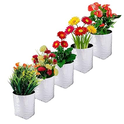 TRUST HUT (Pack of 5 ) UV Treated 600 GSM Poly Grow Bags for Home Terrace Vegetable Gardening Large Big Size 24 X 24 X 40 cm for Growing Vegetables Chilli Okra Onion