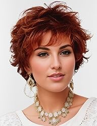 TISHINING Short Ombre Copper Pixie Cut Wigs for