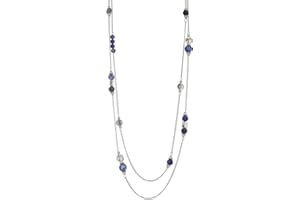 BULINLIN Layered Silver Long Necklace for Women Turquoise Stone Beaded Strand Sweater Chain Necklaces Fashion Costume Jewelry Gifts for Mom