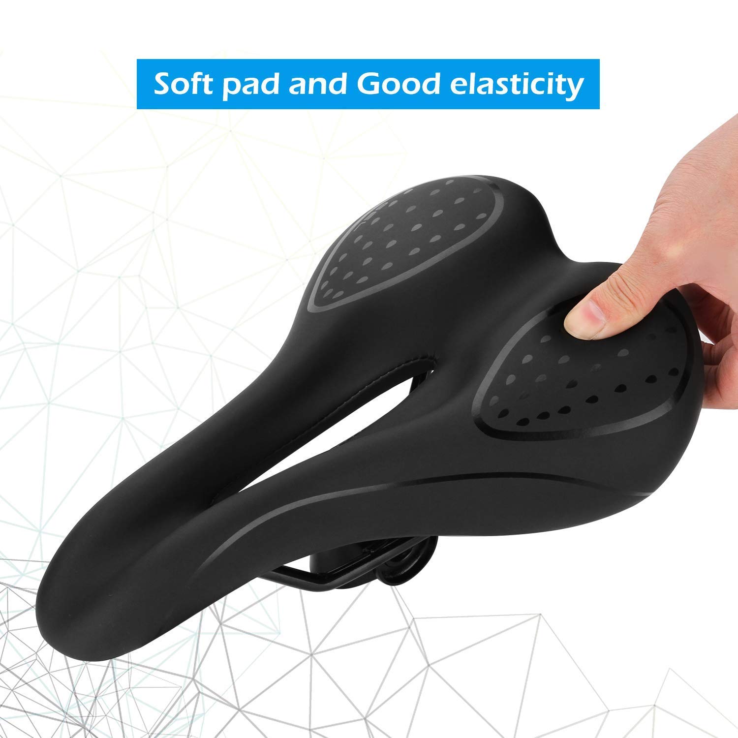 Charlemain Selle de Vélo, Selle VTT Selle Velo Selle Vélo de Route Gel Confortable Creusant VTT/Bicyclette/Cyclisme, Siège de Vélo Creux et Ergonomique