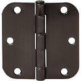Amazon Basics Rounded 3.5 Inch x 3.5 Inch Door Hinges, 18 Pack, Oil Rubbed Bronze