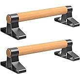 SELEWARE Wood push up bars Parallettes bars Anti-slip Handstand Bars for Calisthenics, Fitness, Floor workouts Solid Wood with Sturdy Metal Bracket, Support 600 lbs