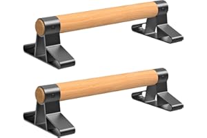 SELEWARE Wood push up bars Parallettes bars Anti-slip Handstand Bars for Calisthenics, Fitness, Floor workouts Solid Wood with Sturdy Metal Bracket, Support 600 lbs