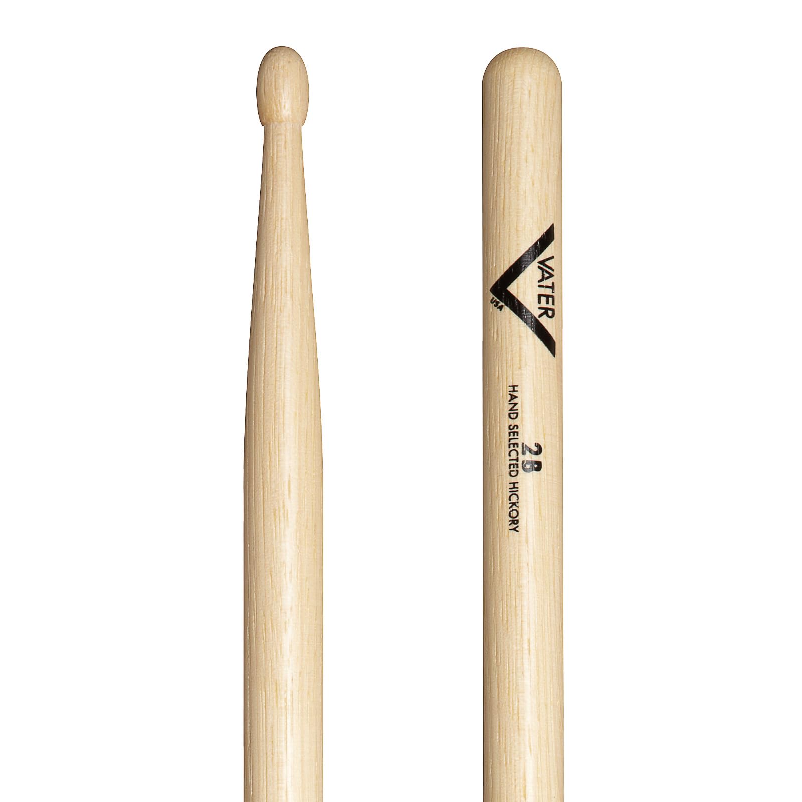 Vater Drumsticks VH2BW - 2B American Hickory Series - Oval Wood Tip