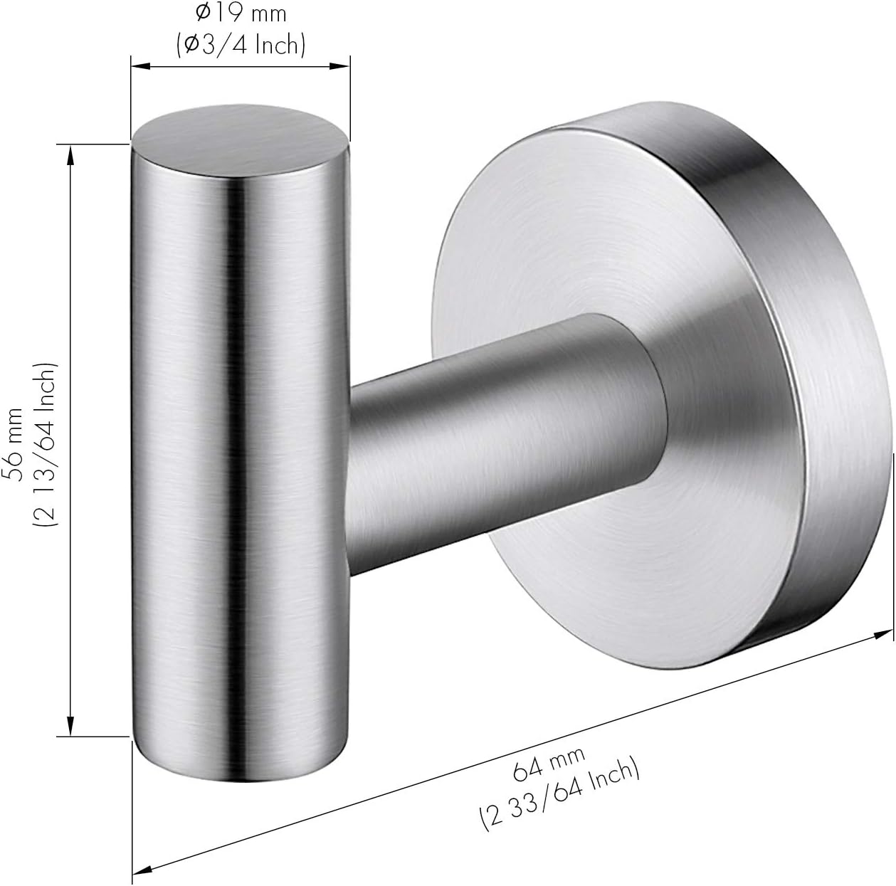 KES Bathroom Wall Towel Hooks No Drill Heavy Duty Robe Hook Holder SUS304 Stainless Steel Brushed 2 Pack, A2164DG-2-P2 - - 
