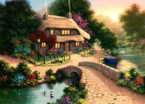 [ Impuzzle ] "Bridge Cottage" | 1000 Piece Jigsaw Puzzle for Adults, Teens and Family