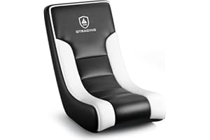 GTRACING Floor Rocking Gaming Chair – Floor Rolling Game Chairs with Angle Limiter, Gamer Rocker Floor Seat, Compact & Lightweight, Black & White