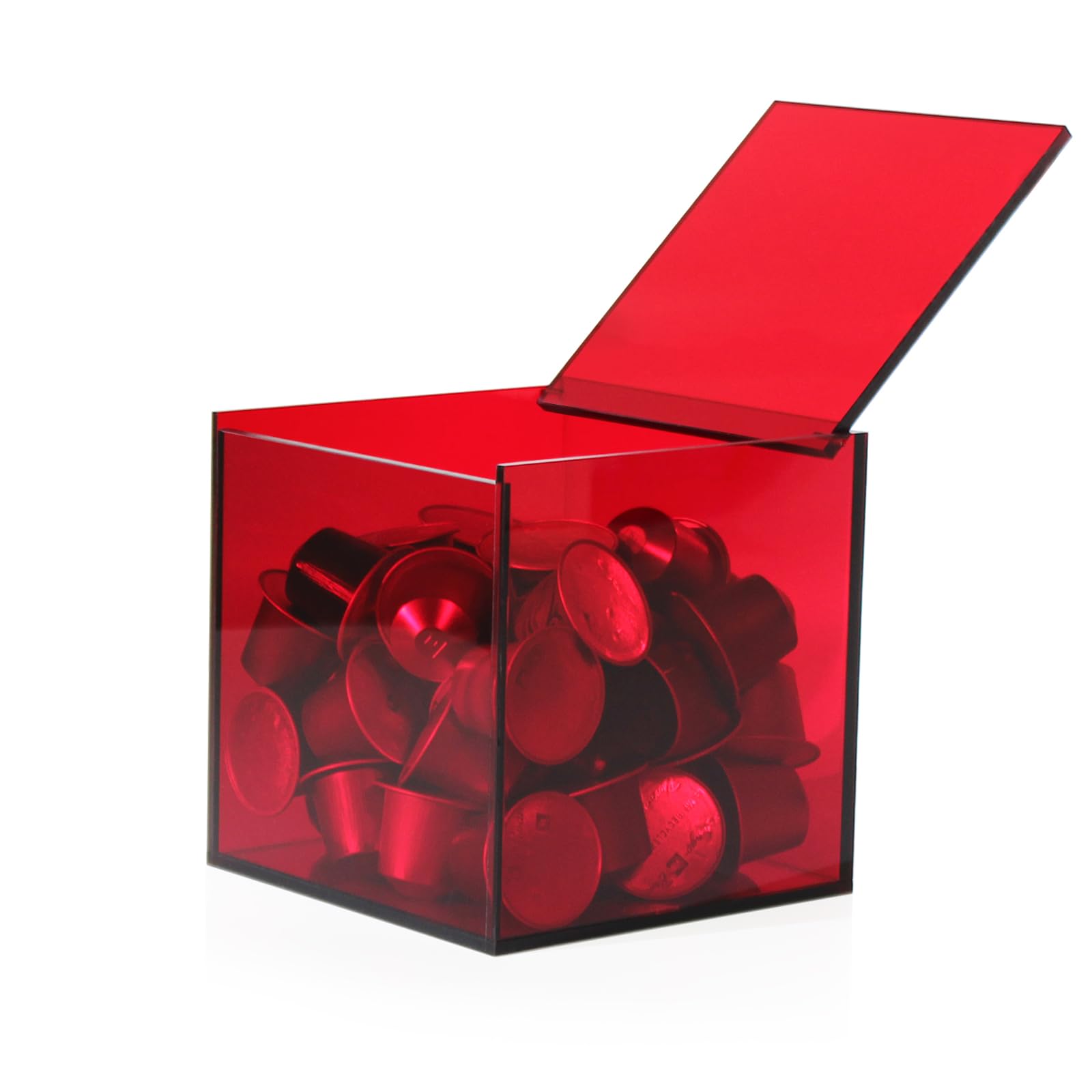 NC Clear Acrylic Storage Box Transparents Acrylic Organizers Anti Dust Durable Box Cosmetic Storage 55 inches Home Office Use (Red, 55 In)