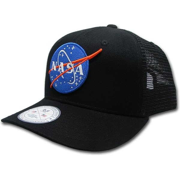 NASA Worm Logo Mesh Baseball Cap - Red Text Embroidered Patch Hat | Adjustable Snapback - View #6