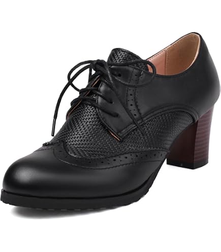 Masseys Women's Clara Shootie with Laces and Stacked Heel, 6 M (Medium), Black